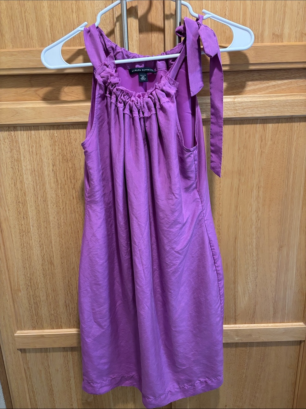 Banana Republic 100% Silk Purple Tie-Shoulder Sundress Size OP